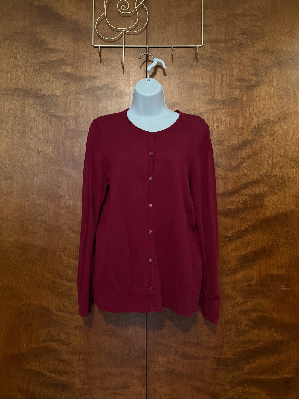 Loft Outlet Long Sleeve Button Fron Cardigan Sweater Womens L Burgundry Red Knit